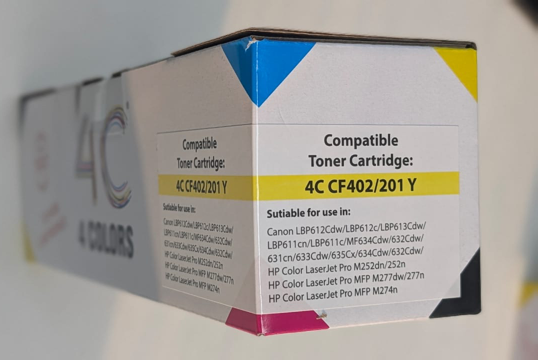 4C CF402A Yellow Toner Cartridge – High Yield, OEM Compatible, Genuine Replacement for Printers, High Yield, Vivid Color Output